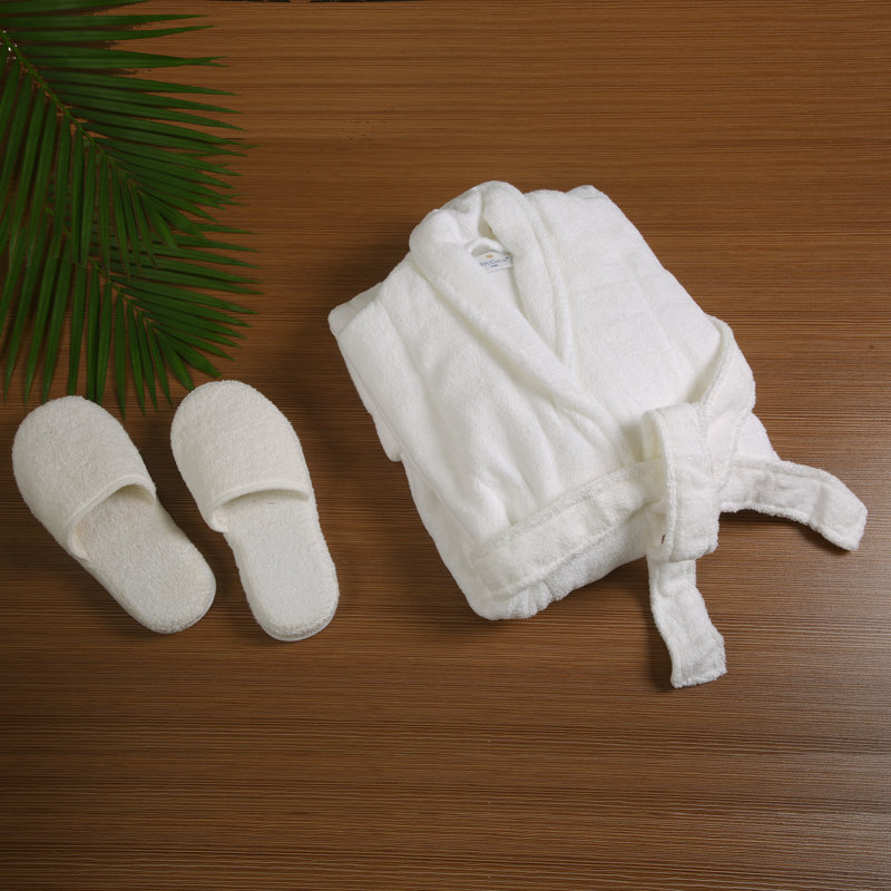 Alwyn Home Barnstable 100 Cotton Terry Unisex Bathrobe and Slipper Set